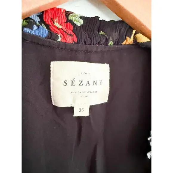 Sezane Sézane | India Dress Black Floral | Sz 36 // US Sz 4 - Picture 8 of 12